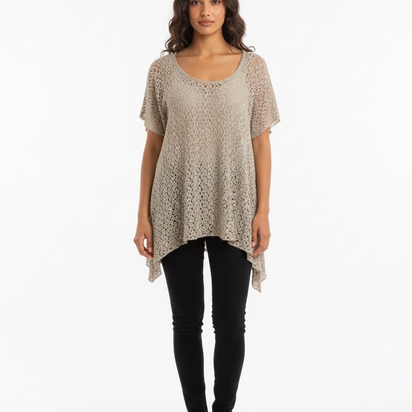 Dress Barn Tops - Dress Barn Crochet Cottagecore Flare Elegant Beige Women's 3X Pullover Tunic Top